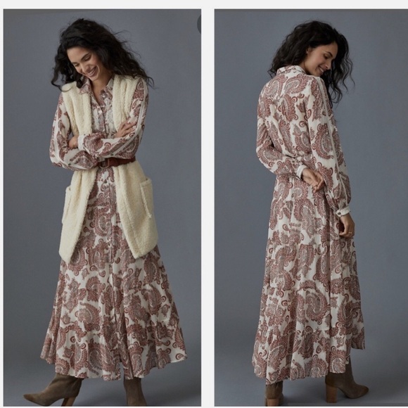 Anthropologie Dresses & Skirts - Anthropologie Aleah Allaire Paisley Printed Maxi Dress Cottagecore Lace boho